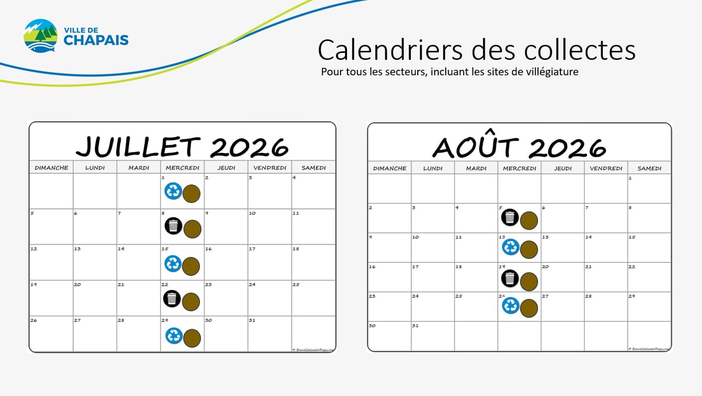 collecte juillet aout calendrier poubelle